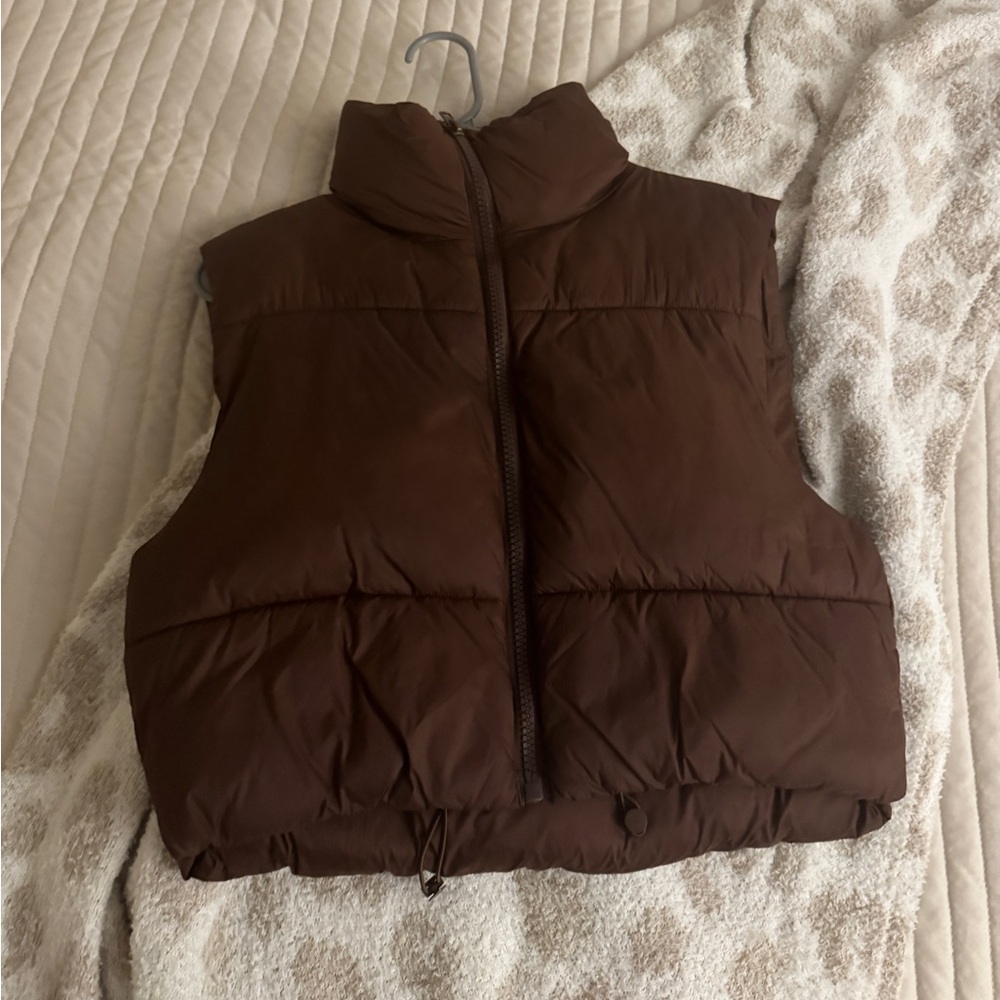 brown cropped vest